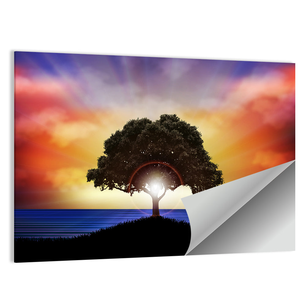 Sunset Over Water Tree Wall Art