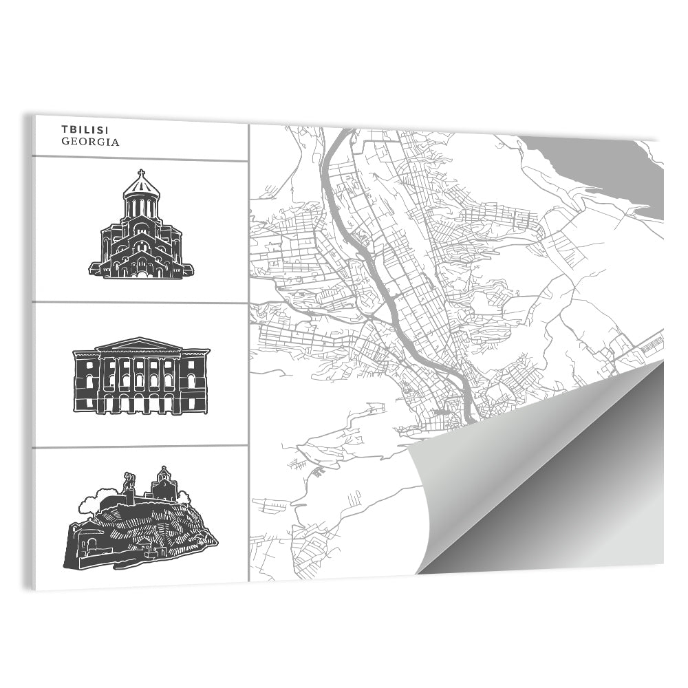 Tbilisi City Map Wall Art