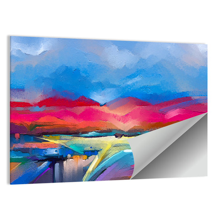 Impasto Mountains at Sunrise Wall Art as a poster print
