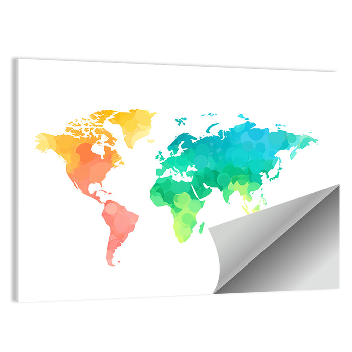 Polka Dot World Map Pattern Wall Art as a poster print
