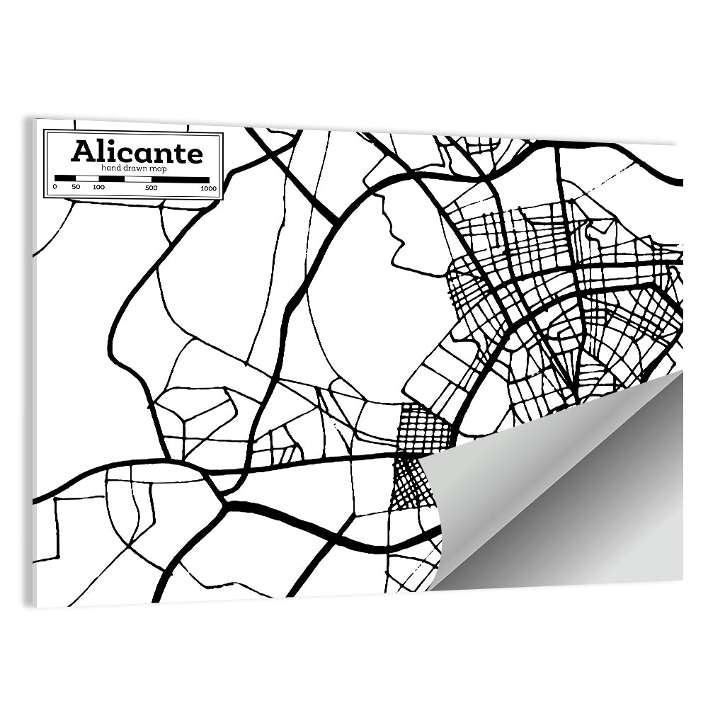 Alicante City Map Wall Art