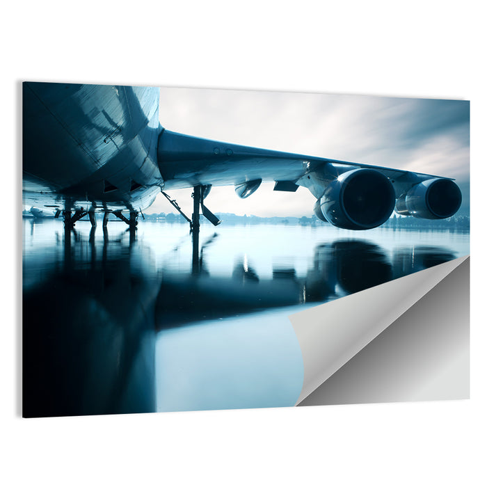 Aircraft Over Reflective Water Wall Art as a poster print