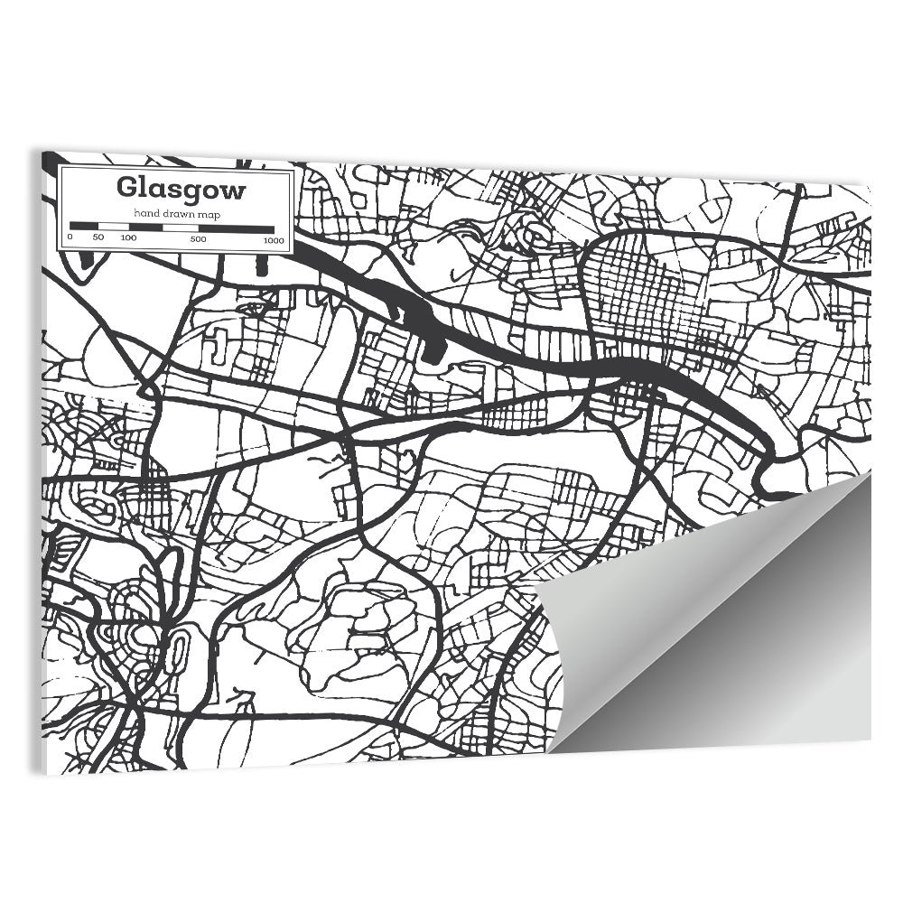 Glasgow City Map Wall Art