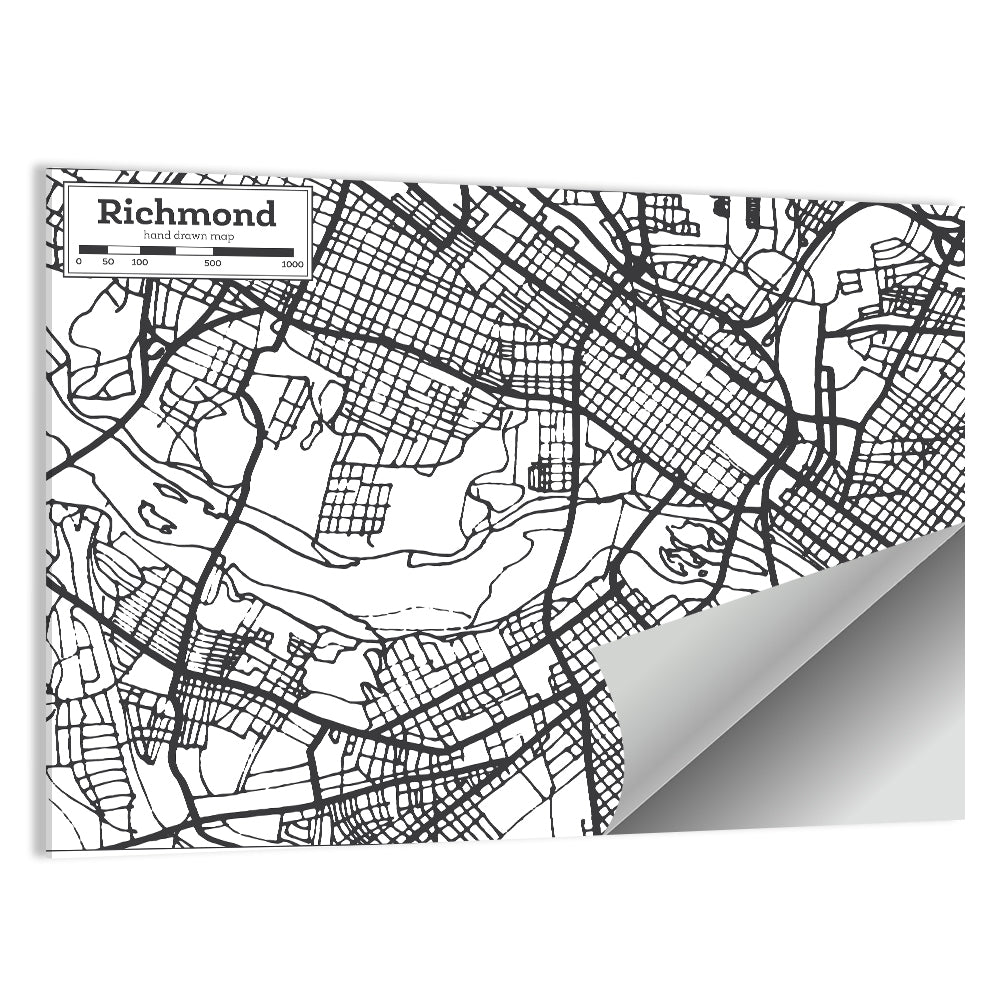 Richmond City Map Wall Art