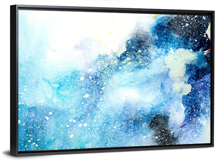 Cosmic Drips in Blue Wall Art as a framed canvas