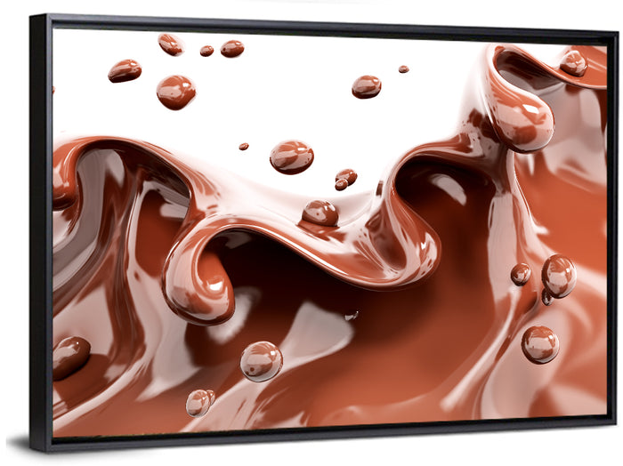 Liquid Chocolate Splash Wall Art as a framed canvas