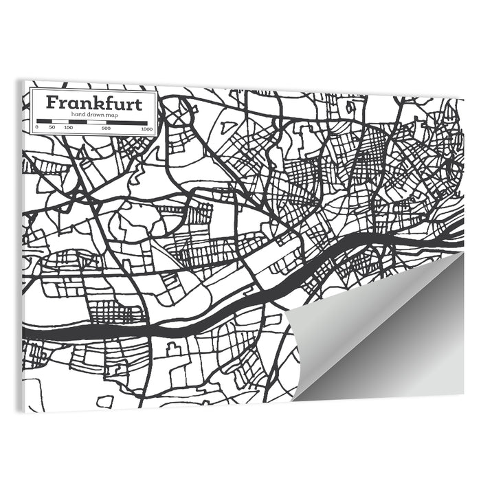 Frankfurt City Map Wall Art as a poster print