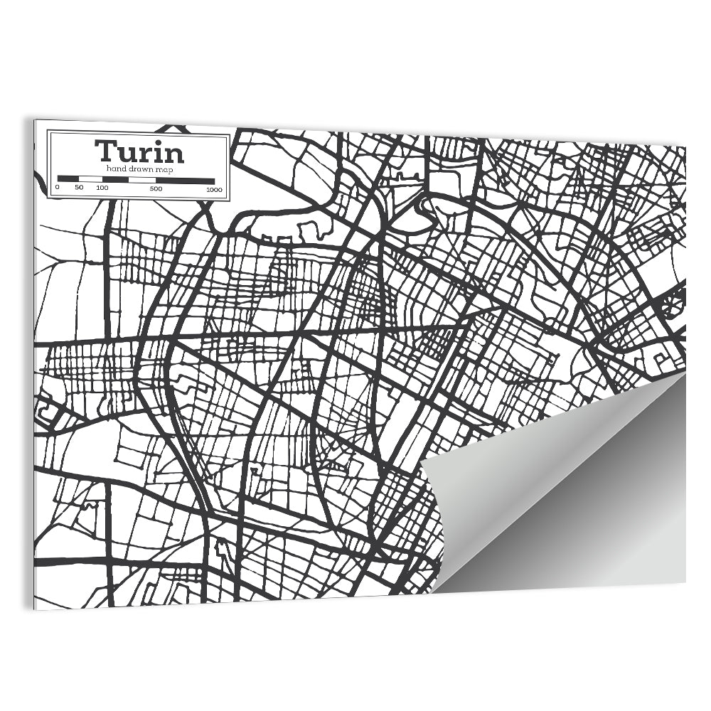 Turin City Map Wall Art