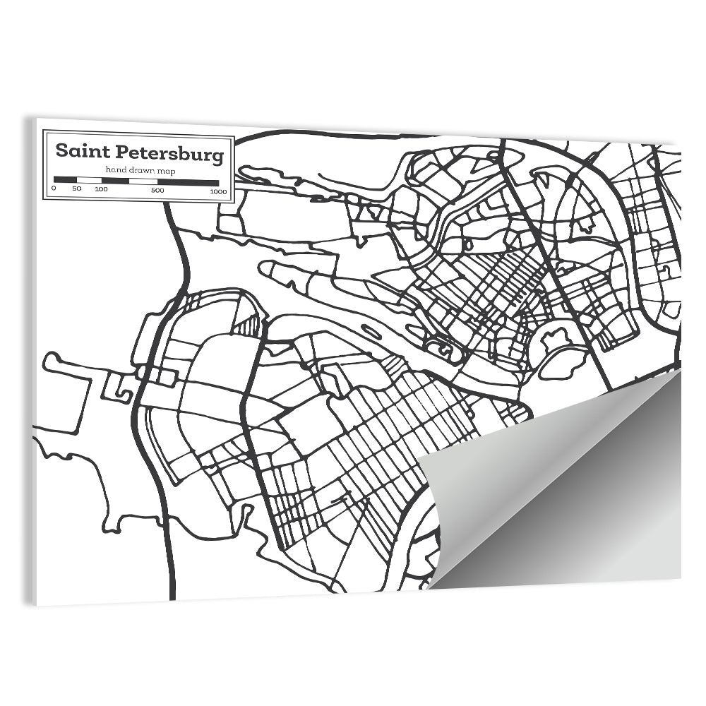Saint Petersburg City Map Wall Art