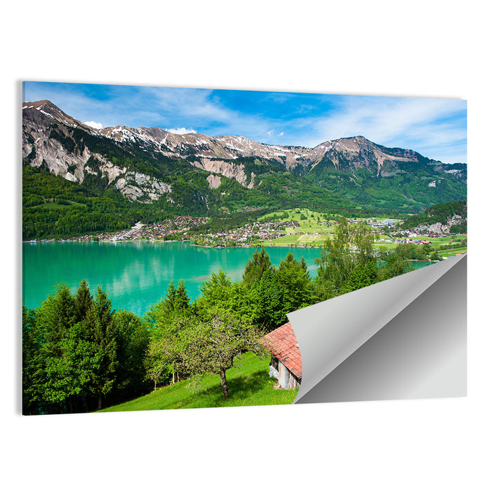 Lake Brienz with Alpine Cabins Wall Art as a poster print