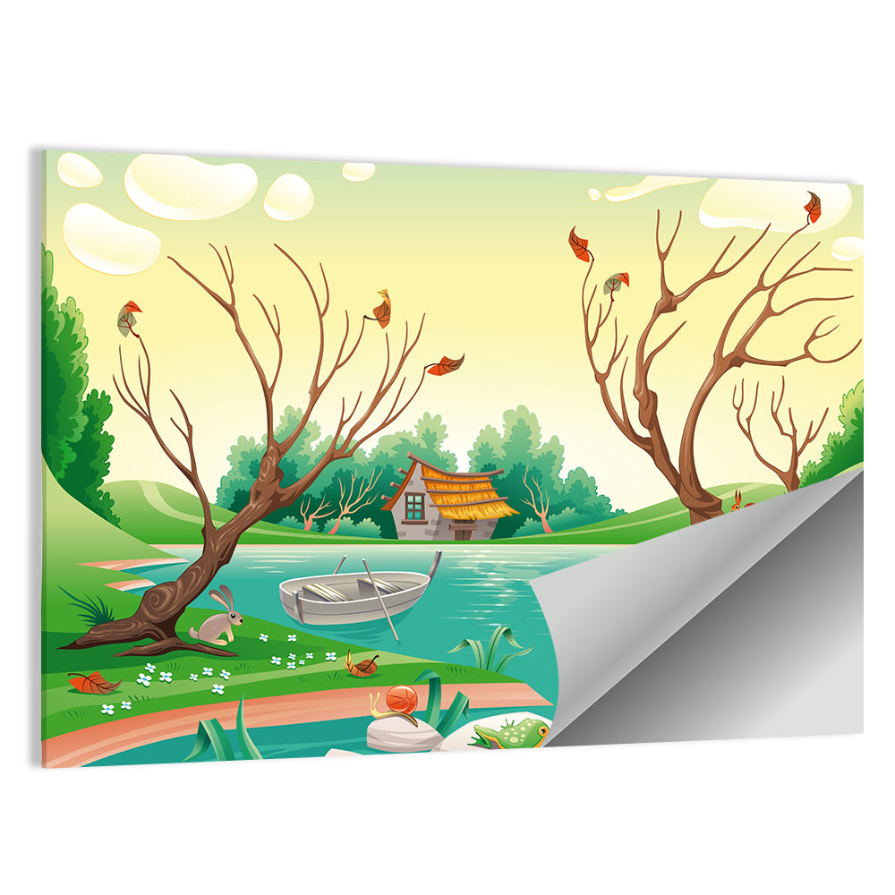 Scenic Village Illustration Wall Art