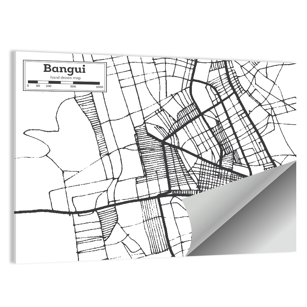 Bangui City Map Wall Art