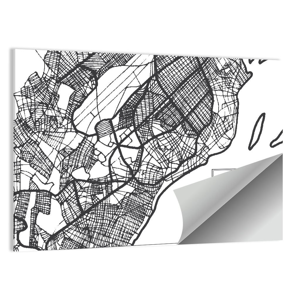 Brazzaville City Map Wall Art