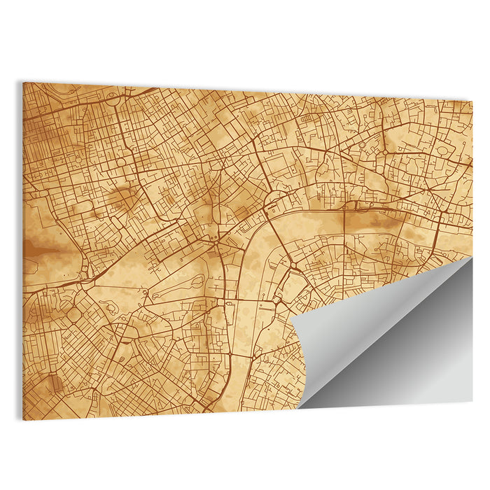 Vintage London City Map Wall Art as a poster print