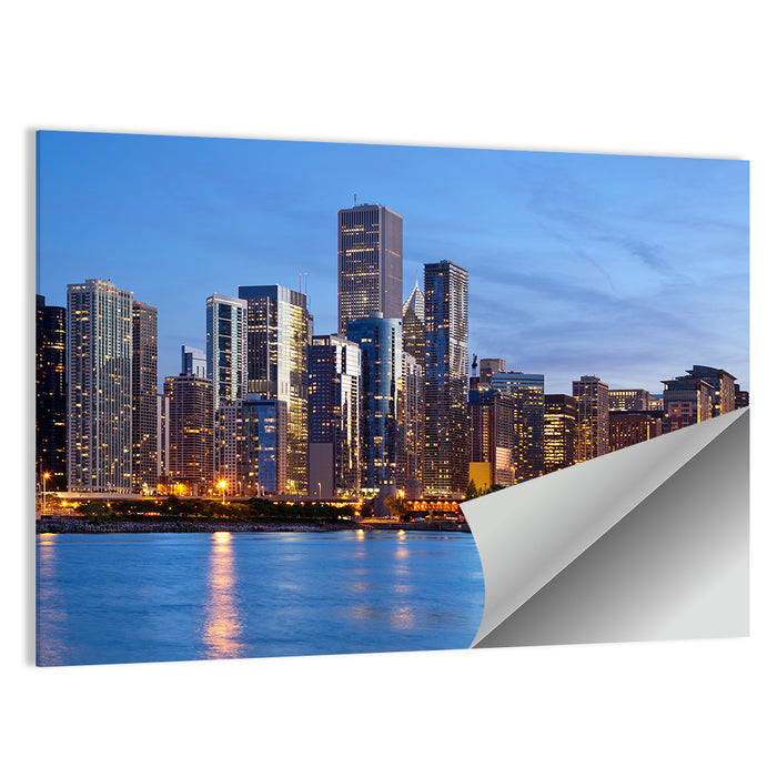 Chicago Skyline at Dusk Wall Art as a poster print