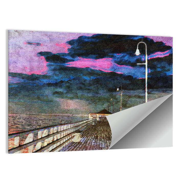 Wooden Beach Pier Wall Art as a poster print
