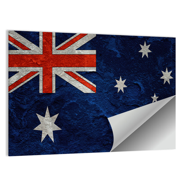 Distressed Australian Flag Wall Art as a poster print
