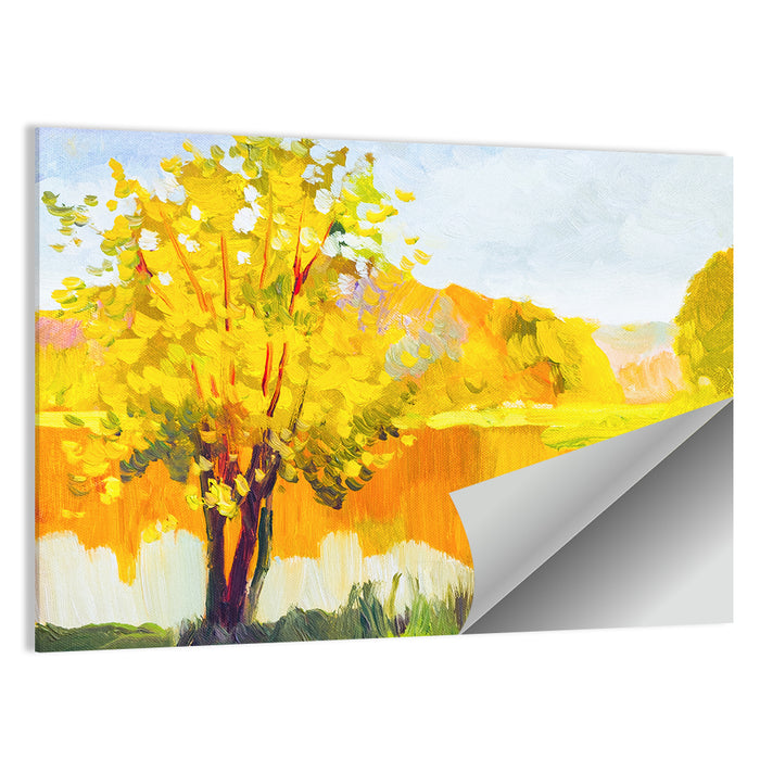 Autumn Tree and Lake Wall Art as a poster print