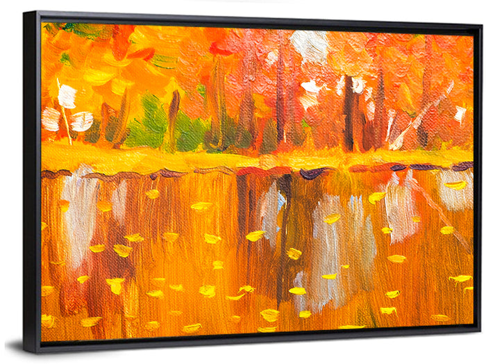 Autumn Trees Oil Painting Wall Art as a framed canvas