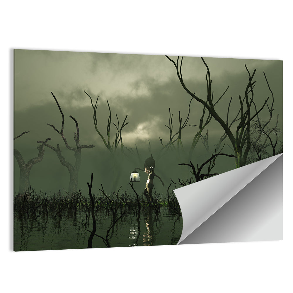 Will O The Wisp In Misty Swamp Wall Art