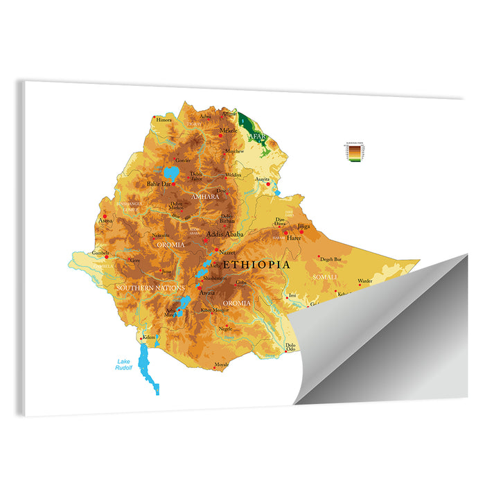 Ethiopia Topographic Map Wall Art as a poster print