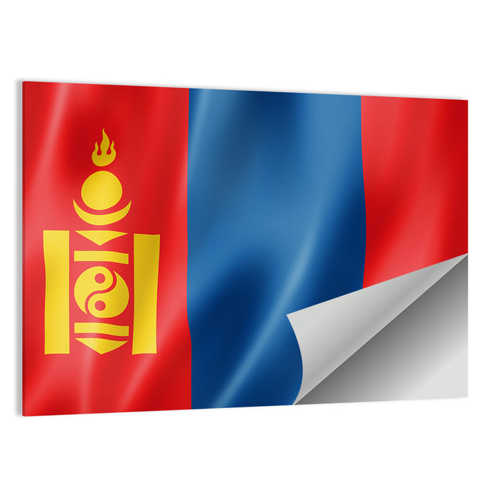 Mongolian Flag with Soyombo Emblem Wall Art as a poster print