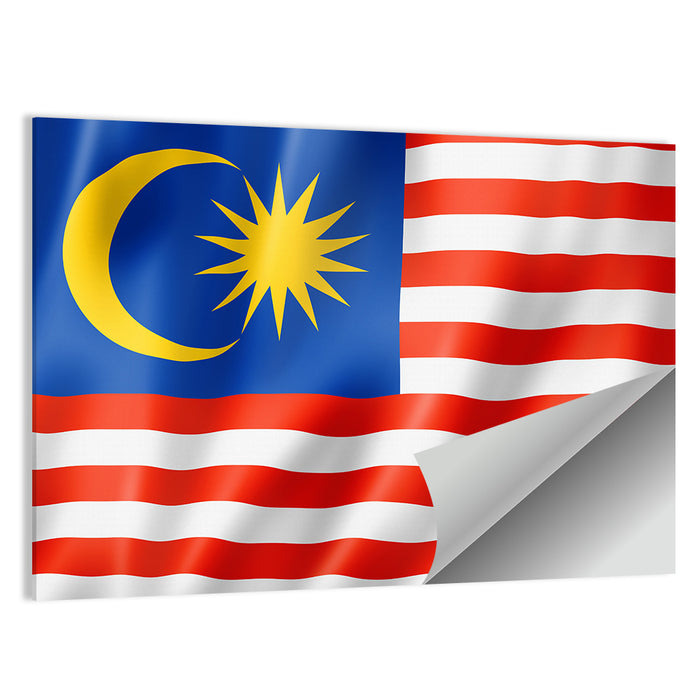 Malaysian Flag with Crescent and 14 Point Star Wall Art as a poster print