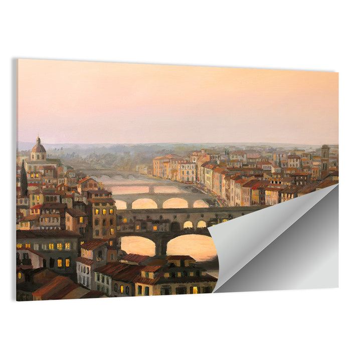 Florence Sunset Over Ponte Vecchio Wall Art as a poster print