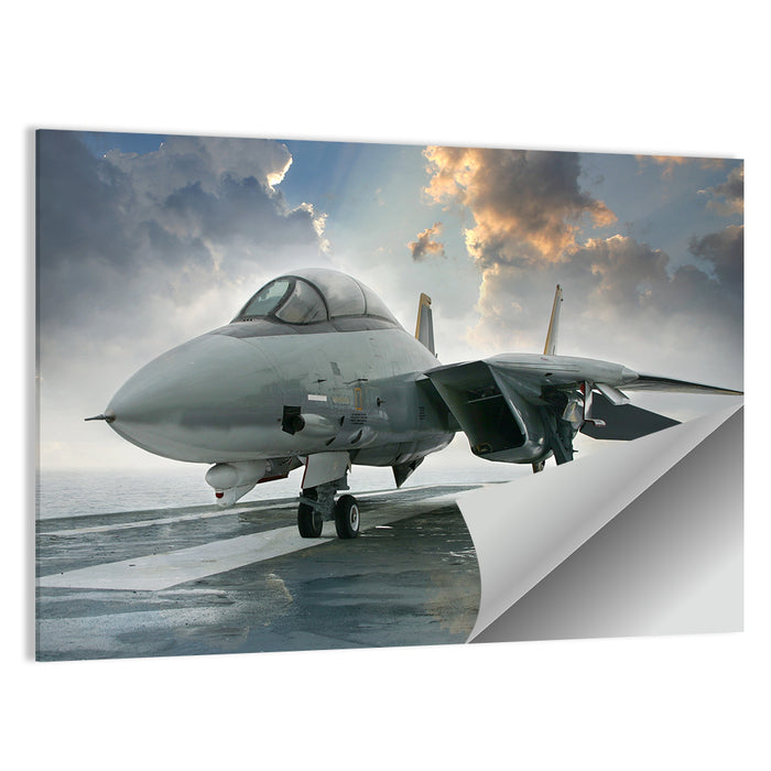 Swept-wing Jet on Flight Deck Wall Art as a poster print