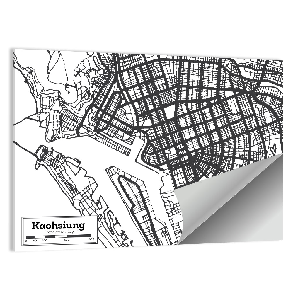 Kaohsiung City Map Wall Art