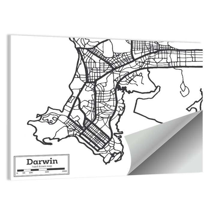 Darwin Minimalist City Map Wall Art as a poster print