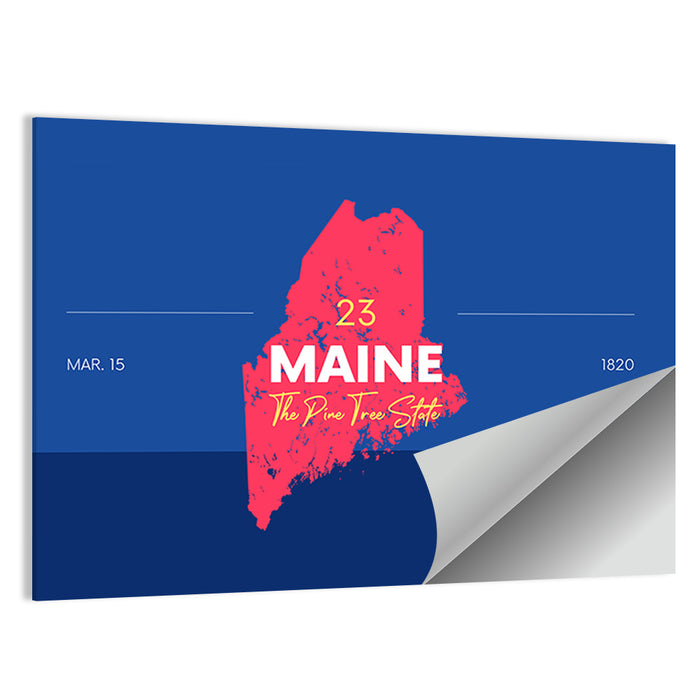 Maine State Map Graphic Wall Art as a poster print