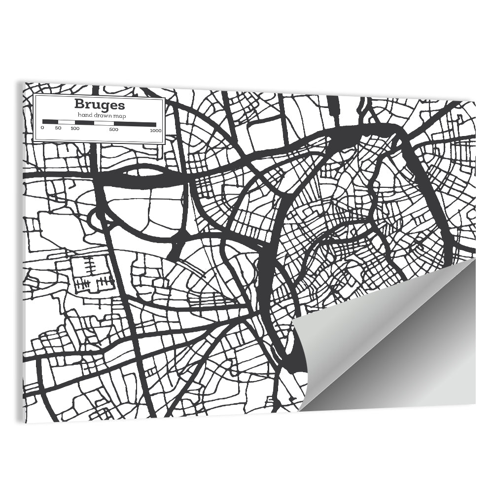 Bruges City Map Wall Art