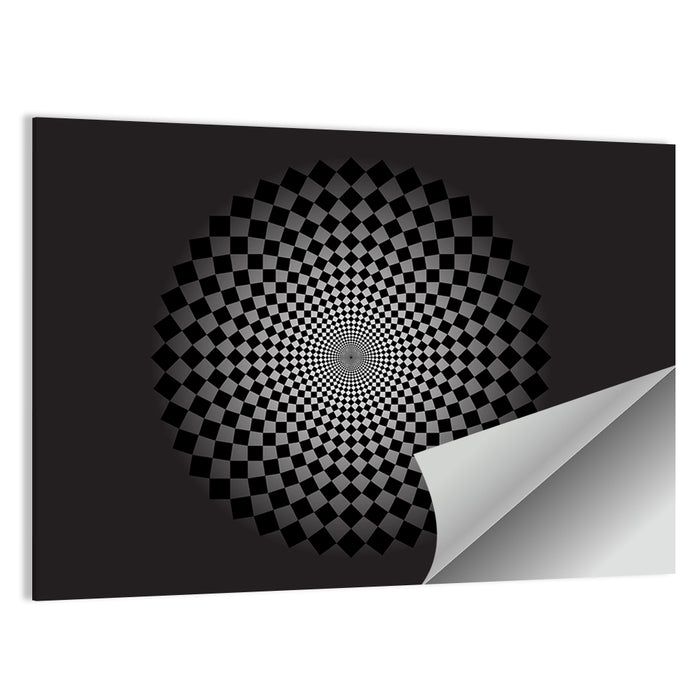 Monochrome Checkerboard Spiral Wall Art as a poster print