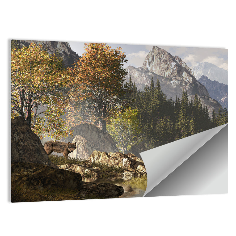 Wolf In The Rocky Mountains Wall Art