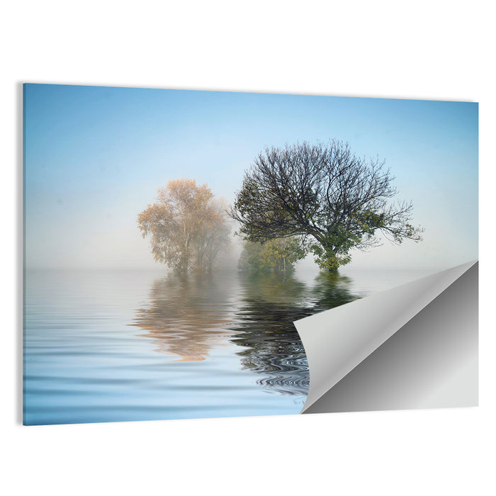 Misty Lake Reflection Wall Art as a poster print