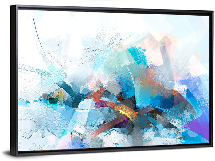 Colorful Brushstrokes with Geometric Planes Wall Art as a framed canvas