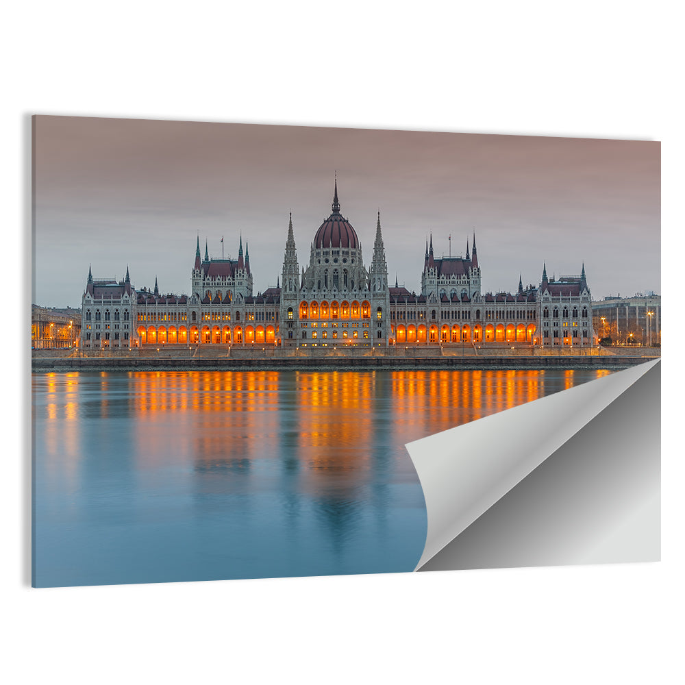 Budapest Parliament Building At Dusk Wall Art
