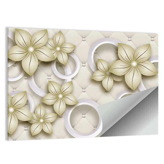 Cream Tufted Floral Rings Wall Art as a poster print
