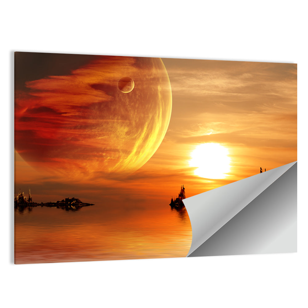 Fantasy Alien Planet Sunset Wall Art