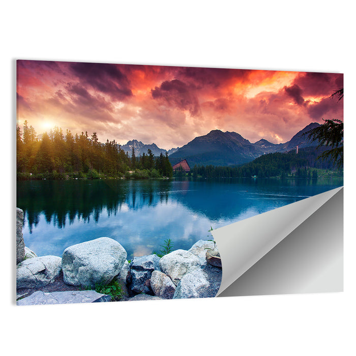 Sunset Over Štrbské Pleso Wall Art as a poster print