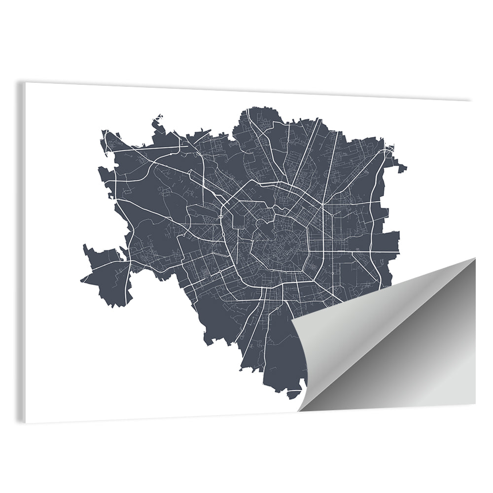Milan City Map Wall Art