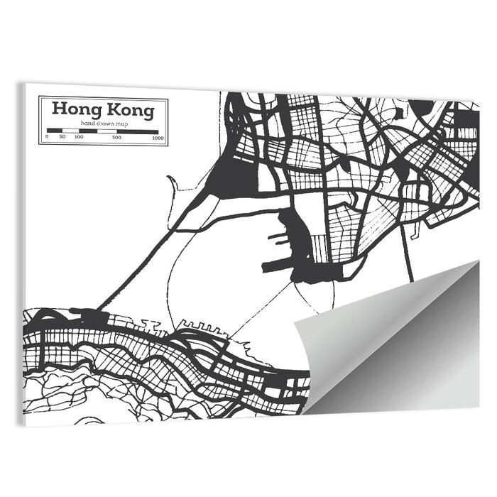Hong Kong City Map Wall Art as a poster print