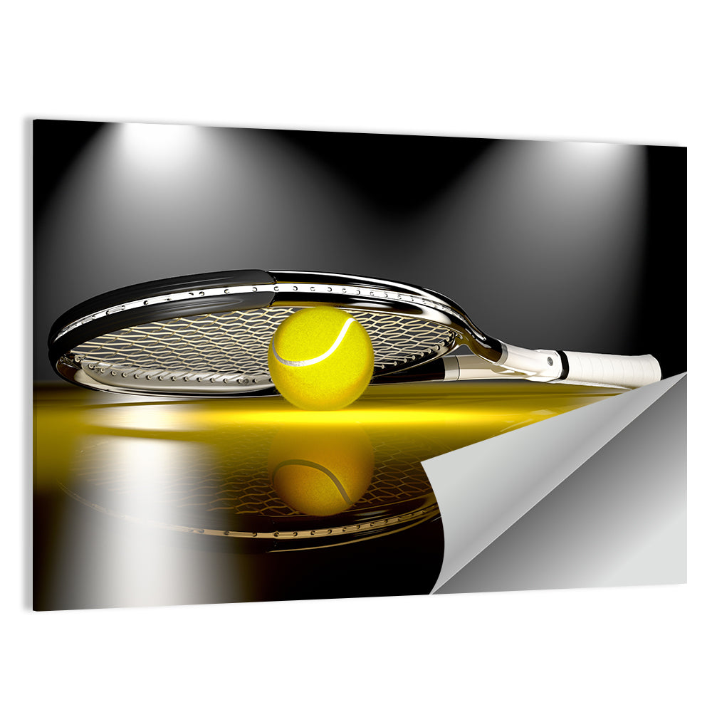 Tennis Racket With Tennis Ball Wall Art