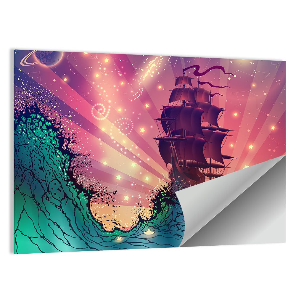 Ship On Sea Waves Wall Art