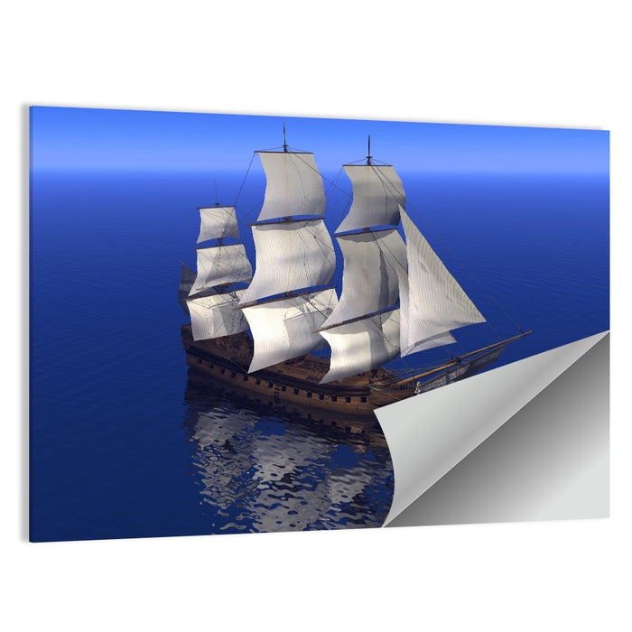 Three-masted Sailing Ship at Sea Wall Art as a poster print