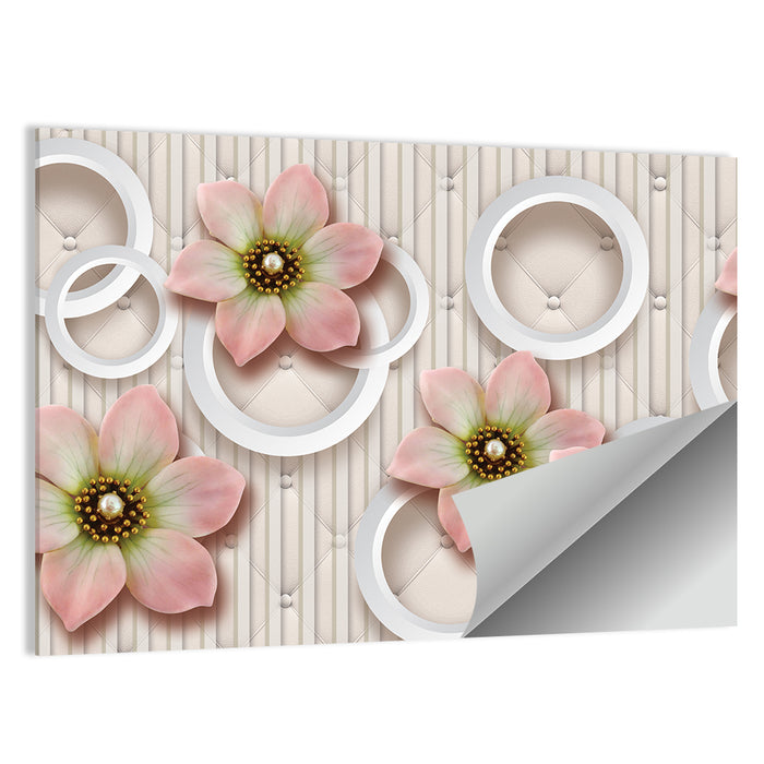 3d Pink Floral Circles Wall Art as a poster print