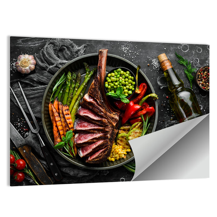 Tomahawk Steak in Cast Iron Pan Wall Art as a poster print