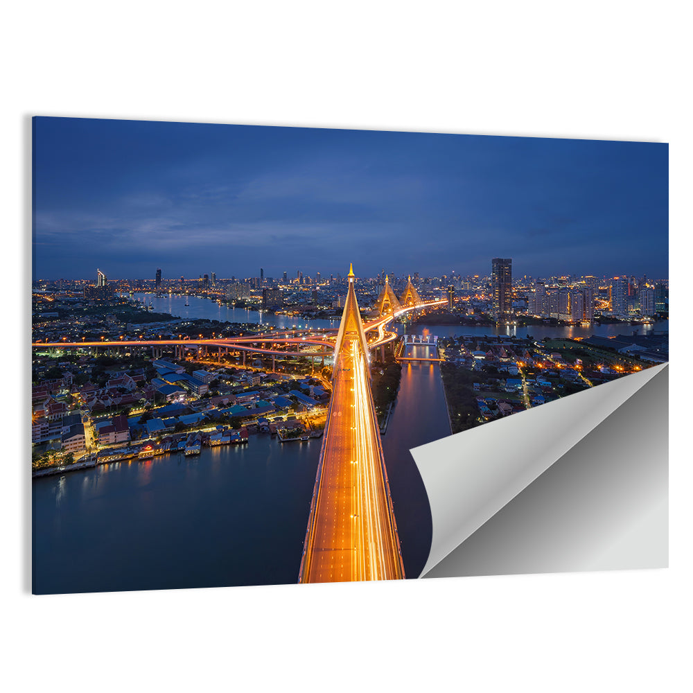 Bhumibol Bridge And Chao Phraya River Thailand Wall Art