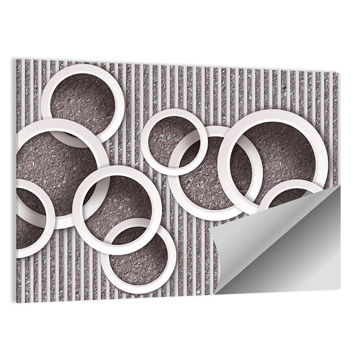 Layered White Circles Wall Art as a poster print